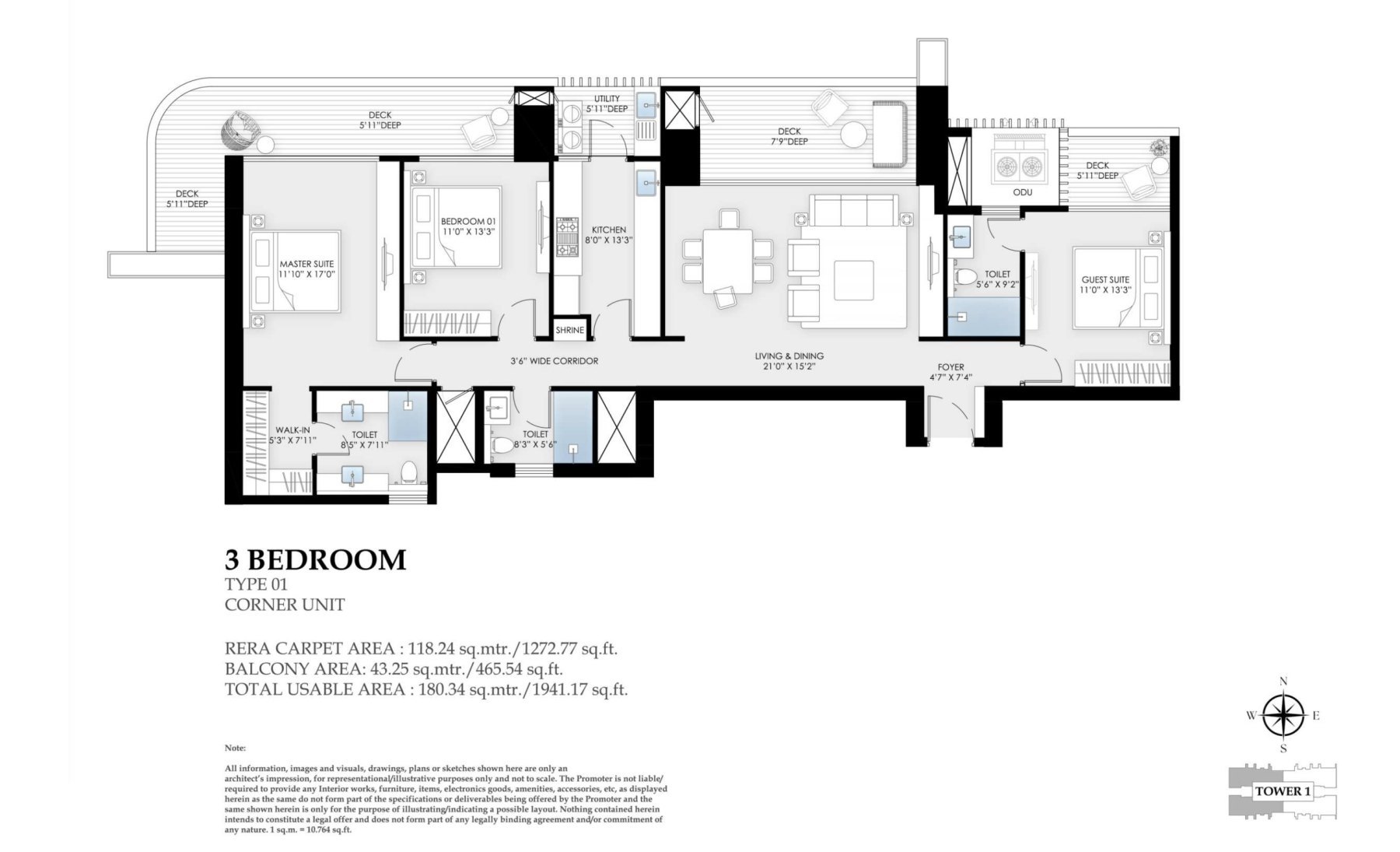 3BHK + Utility Room