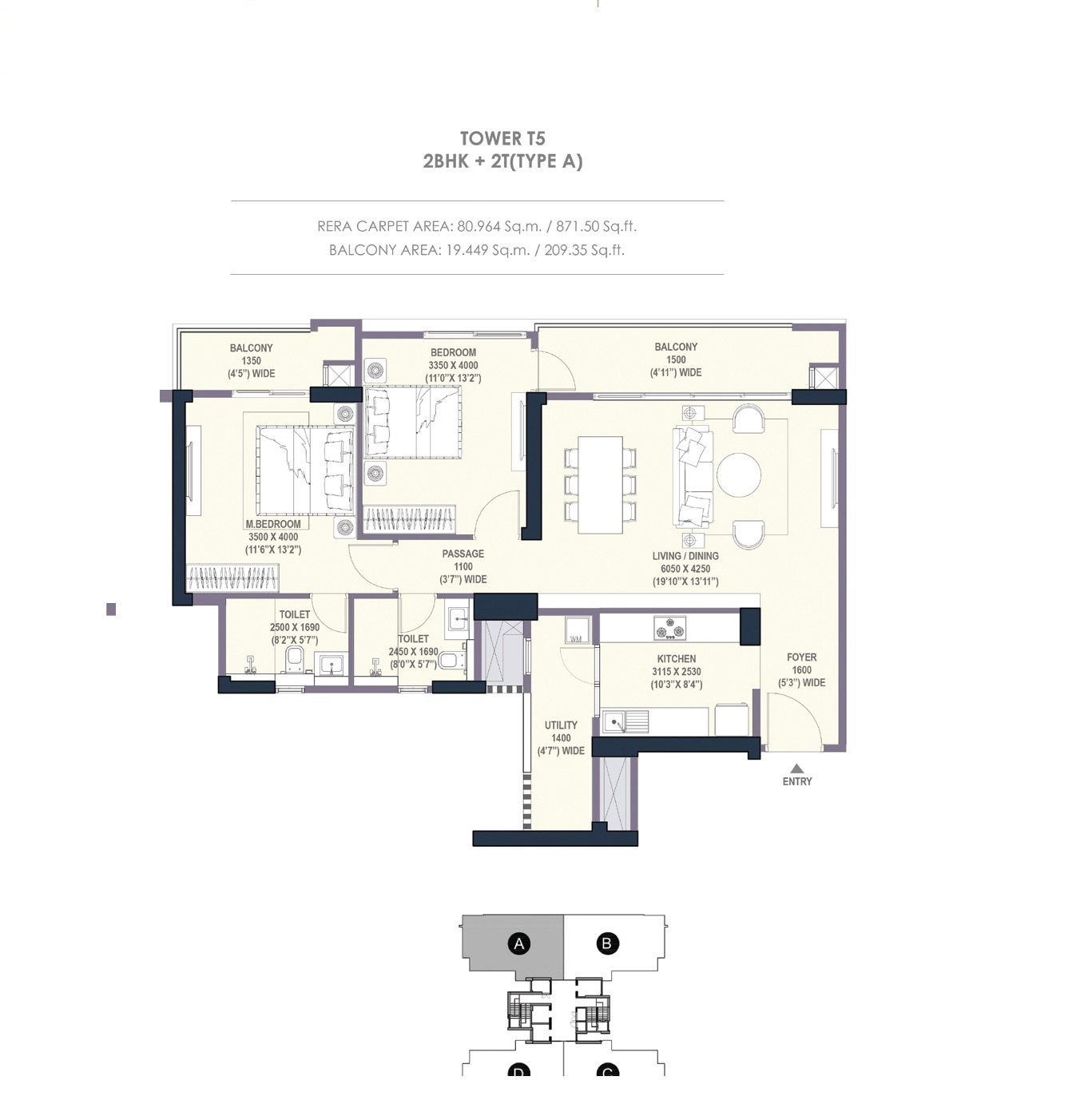 2BHK + Utility Room