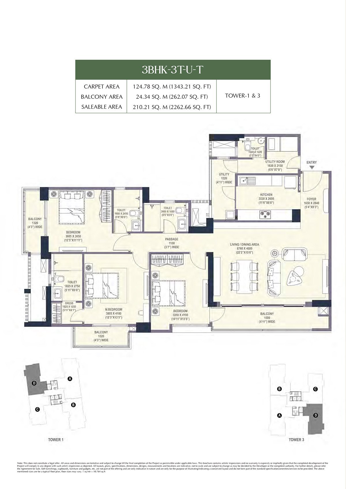 3BHK + SER